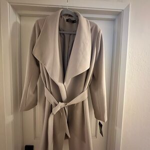 NWT Ralph Lauren Cream Crepe Belted Coat